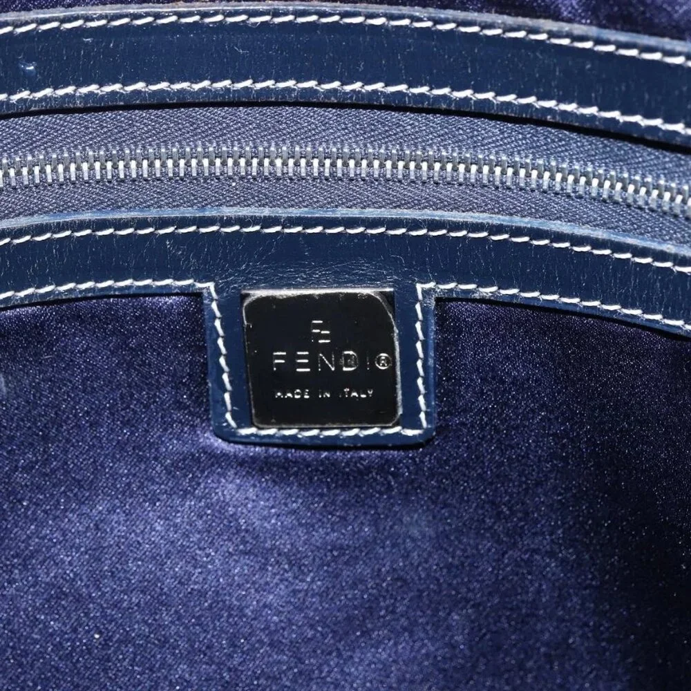 FENDI Zucchino Canvas Tote Bag Navy Auth SW1721 - Picture 10 of 16